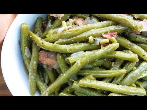 Fresh Green Beans Seasoned with Onion & Bacon | How to make Fresh Green Beans #greenbeansfromscratch