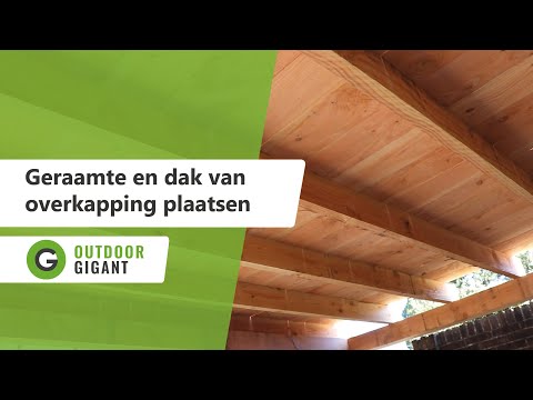 Geraamte en het dak van een overkapping met een plat dak plaatsen | Outdoor Gigant #1