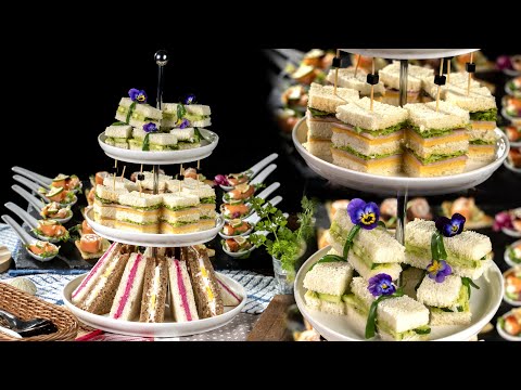 How to Make Tea Sandwiches. Sandwich recipes with guacamole, beetroot hummus and shrimp paste